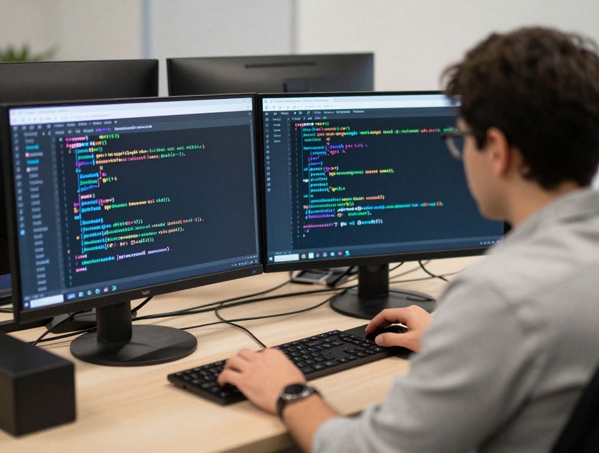 Концептуальная визуализация большой языковой модели с потоками данных и узлами нейронной сети на тёмном синем фоне